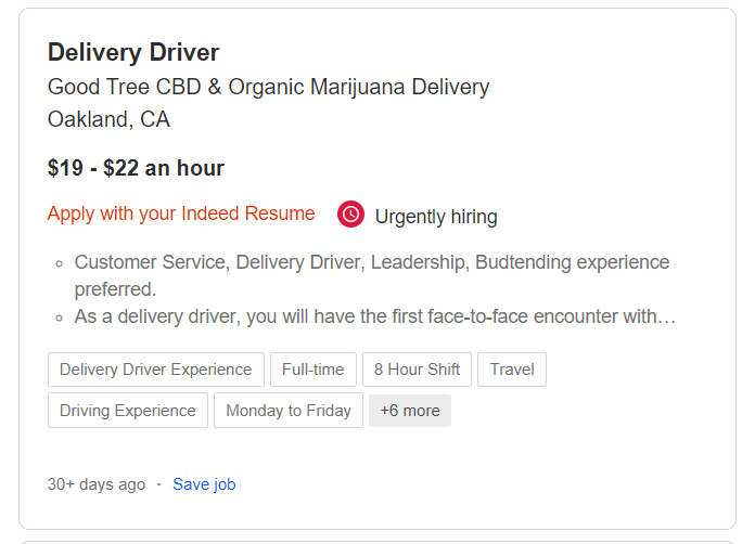 cannabis delivery driver jobs
